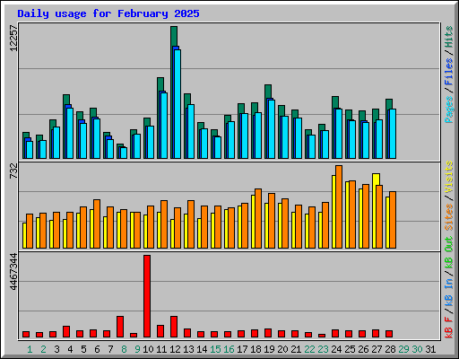 Daily usage for February 2025
