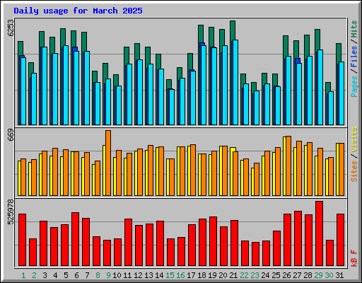 Daily usage for March 2025