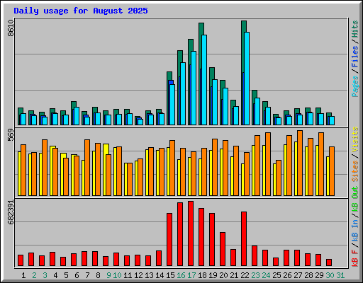 Daily usage for August 2025