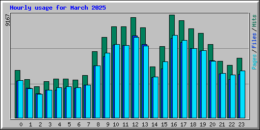 Hourly usage for March 2025
